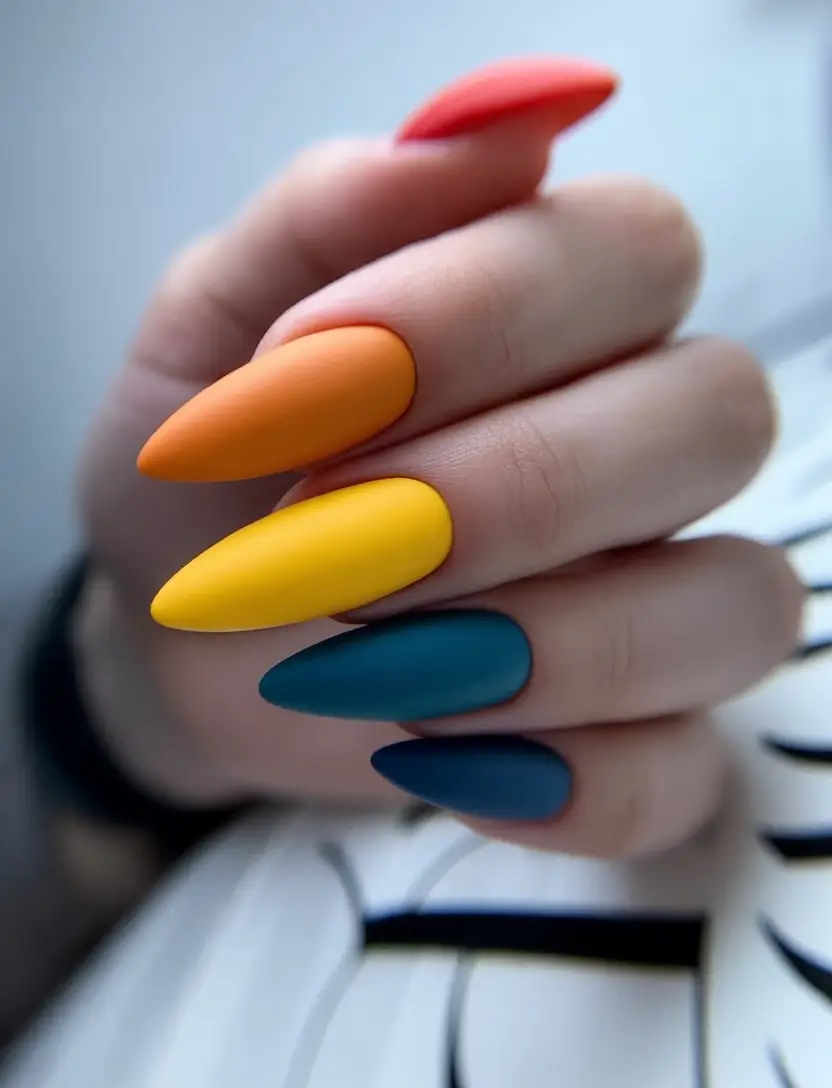 Nail Trends for Fall 2025 Bold Matte Rainbow