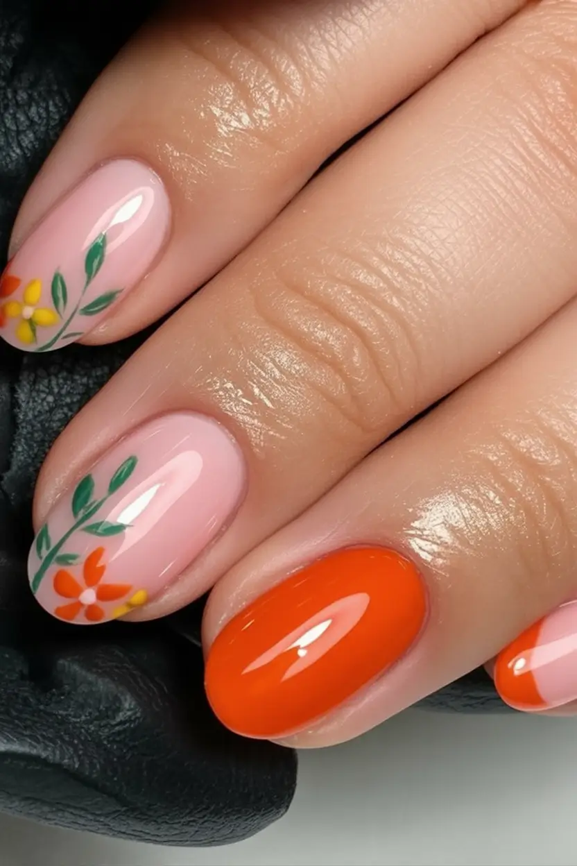 Nail Trends for Fall 2025 Bright Botanical & Orange Pop