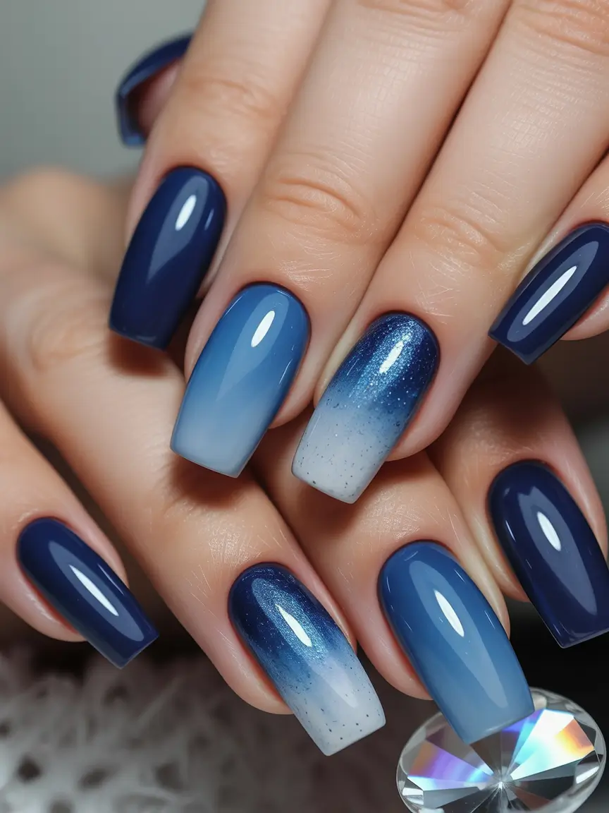 Navy Ombre Elegance navy blue fall 2025 nail ideas