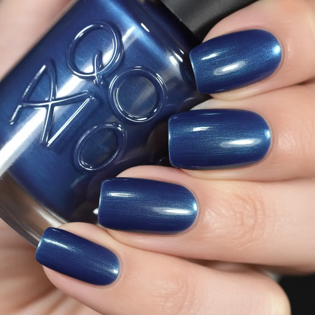 Navy Blue Fall 2025 Nail Ideas Classic Glossy Navy Shine