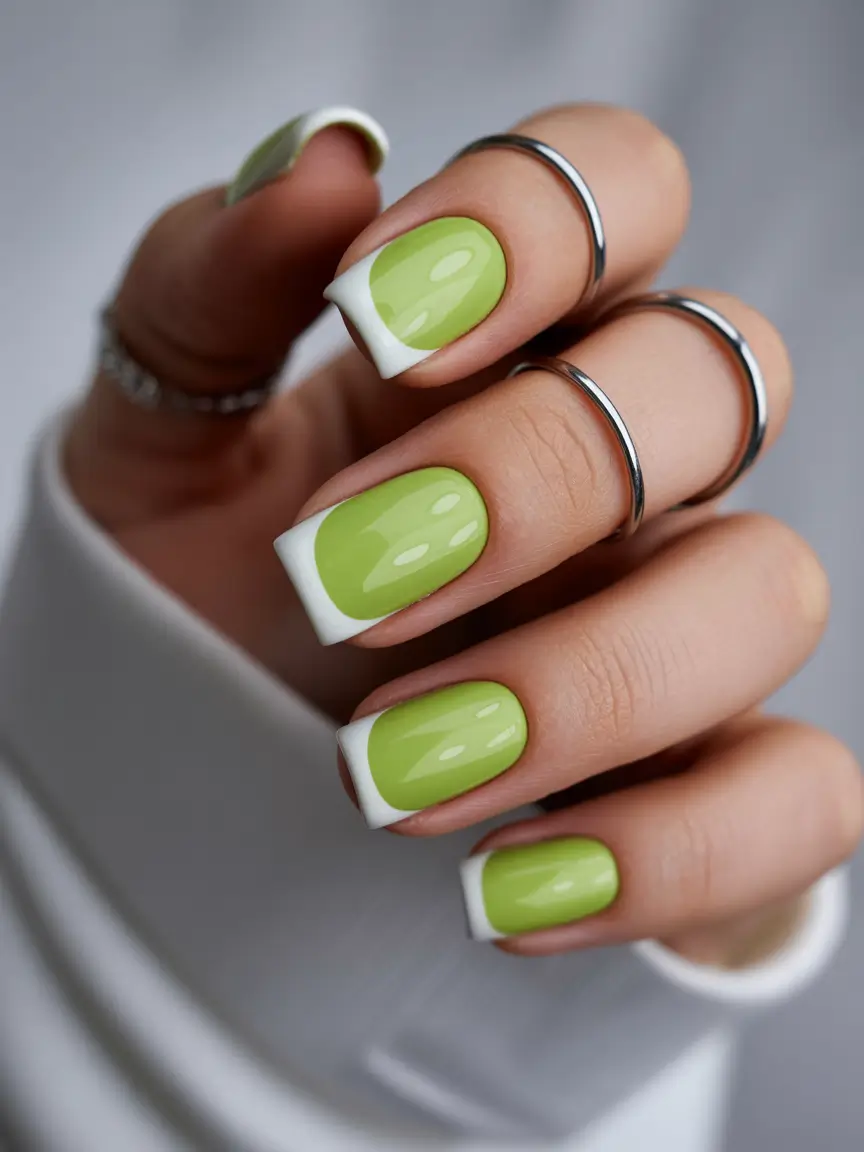 Popular Fall Nail Colors 2025 Fresh Green French Twist