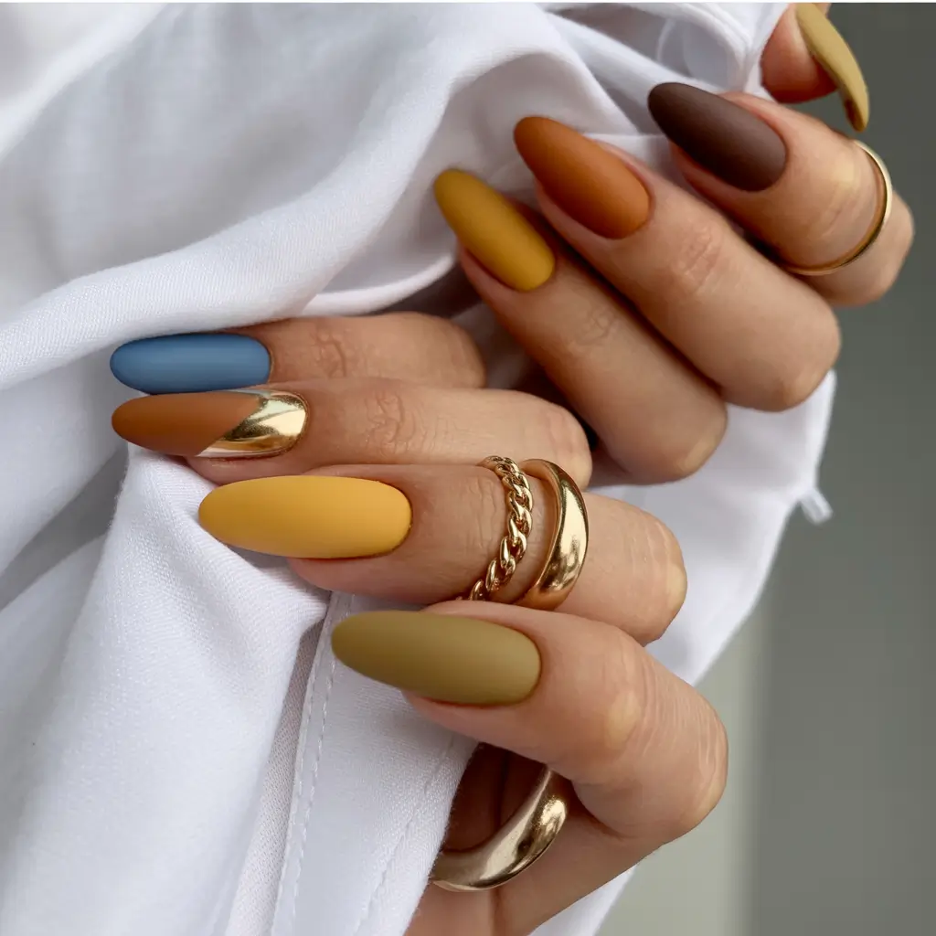 Popular Fall Nail Colors 2025 Matte Autumn Mix