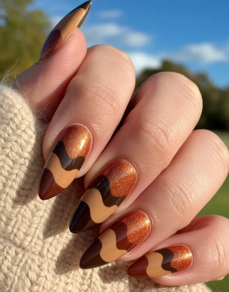 Stylish Brown Fall Nails 2025: Trendy Almond Shape Designs for Autumn