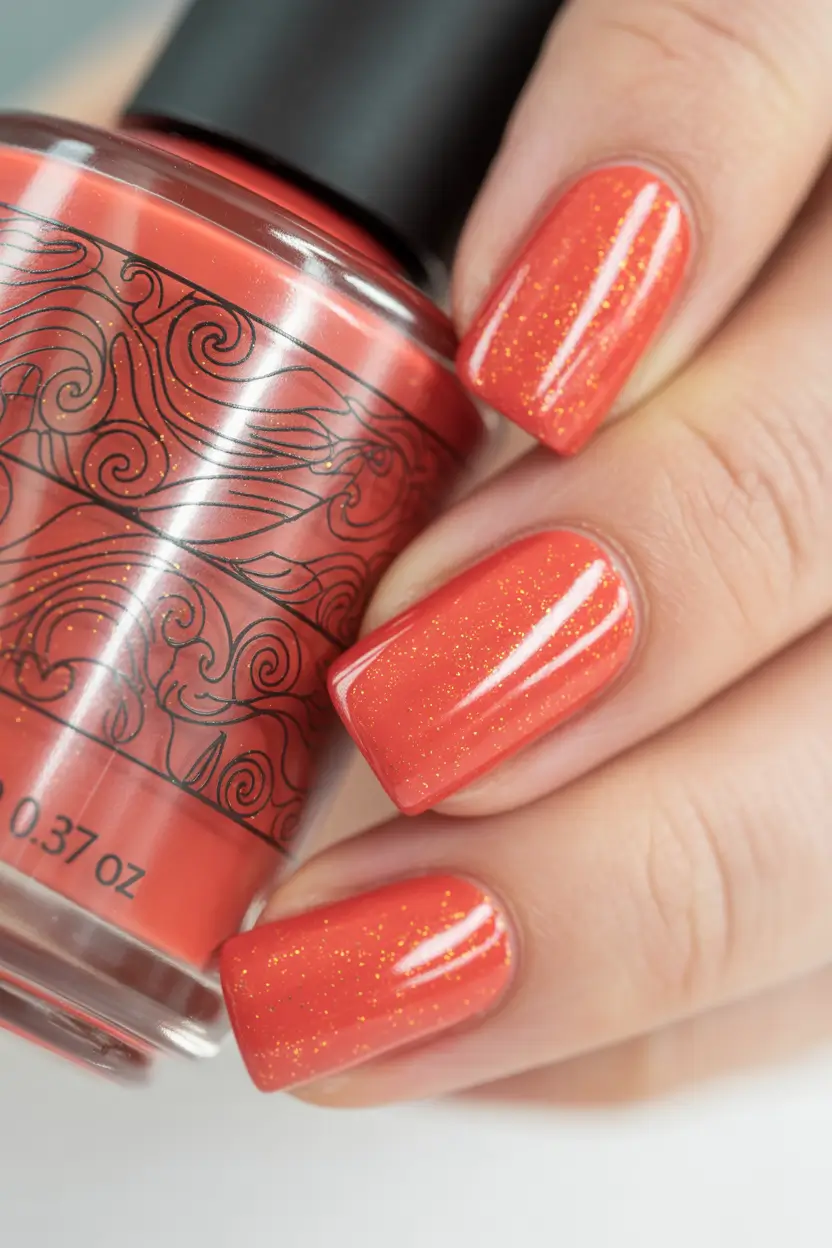 Stylish Pink Fall Nails 2025 Shimmering Pumpkin Pink