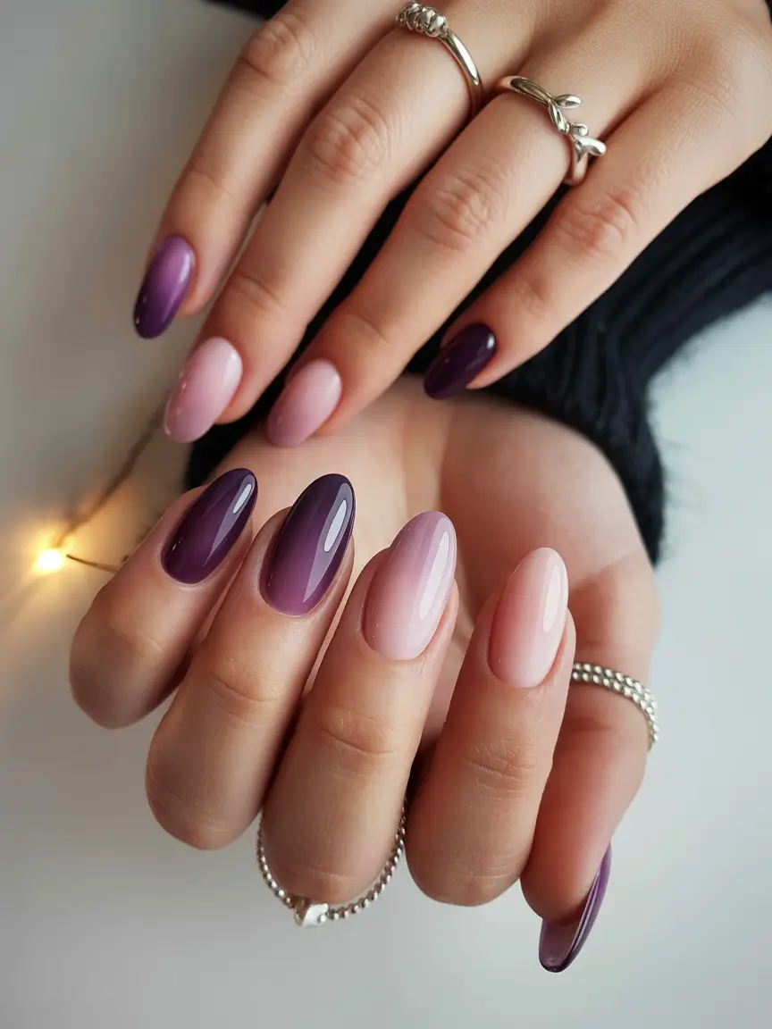 Stylish Pink Fall Nails 2025 Deep Mauve Gradient