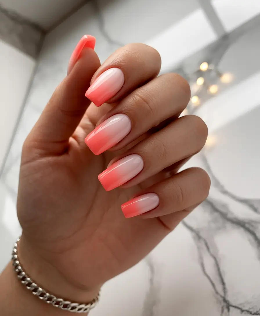 Stylish Pink Fall Nails 2025 Light Coral Ombre
