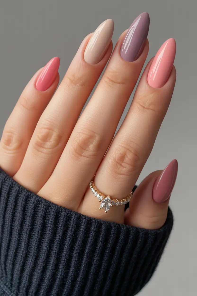 Stylish Pink Fall Nails 2025 Autumn Mauve Blend