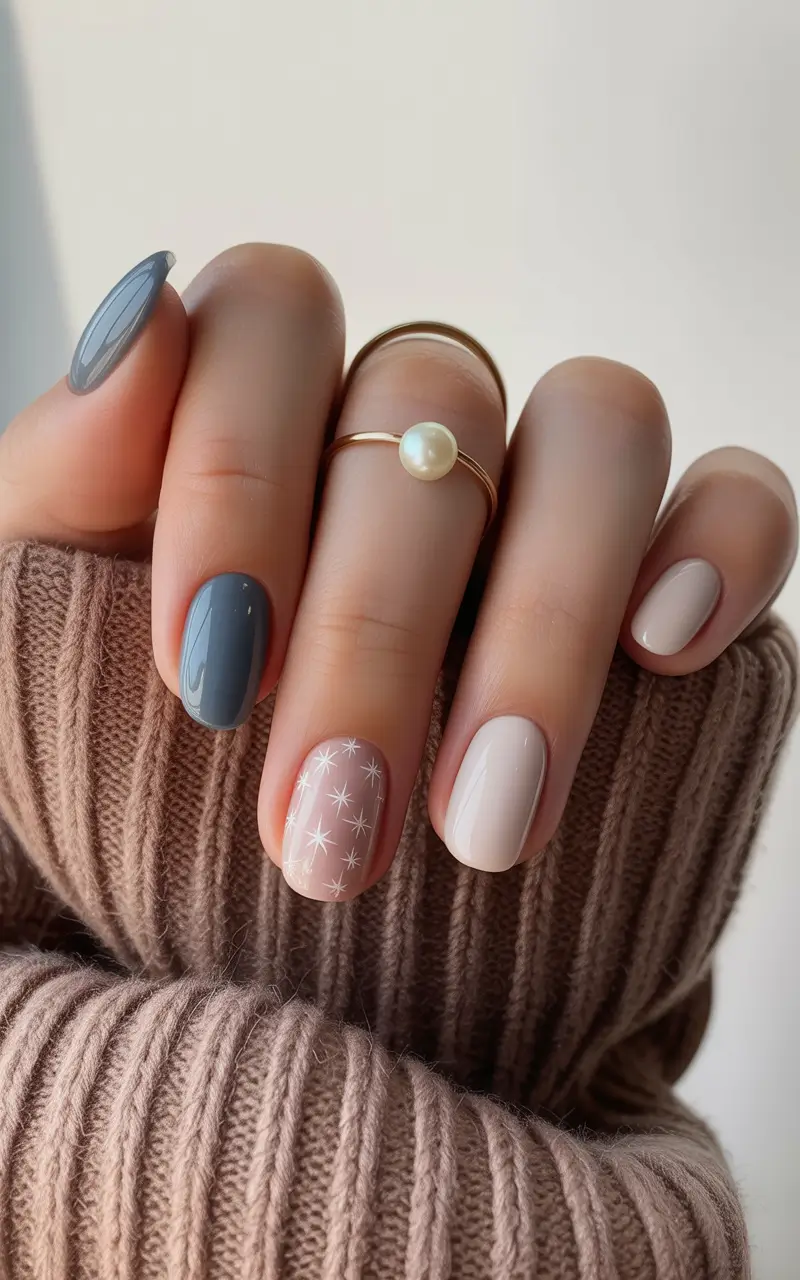 Stylish Pink Fall Nails 2025 Starry Pale Neutrals