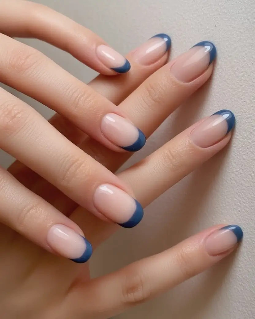 Subtle and Chic Fall Nails 2025 Minimalist Navy French Tip