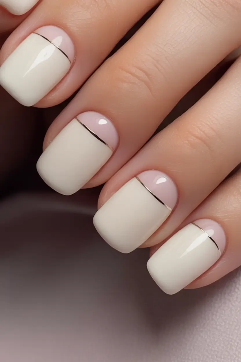Subtle and Chic Fall Nails 2025 Creamy Half-Moon Minimalism