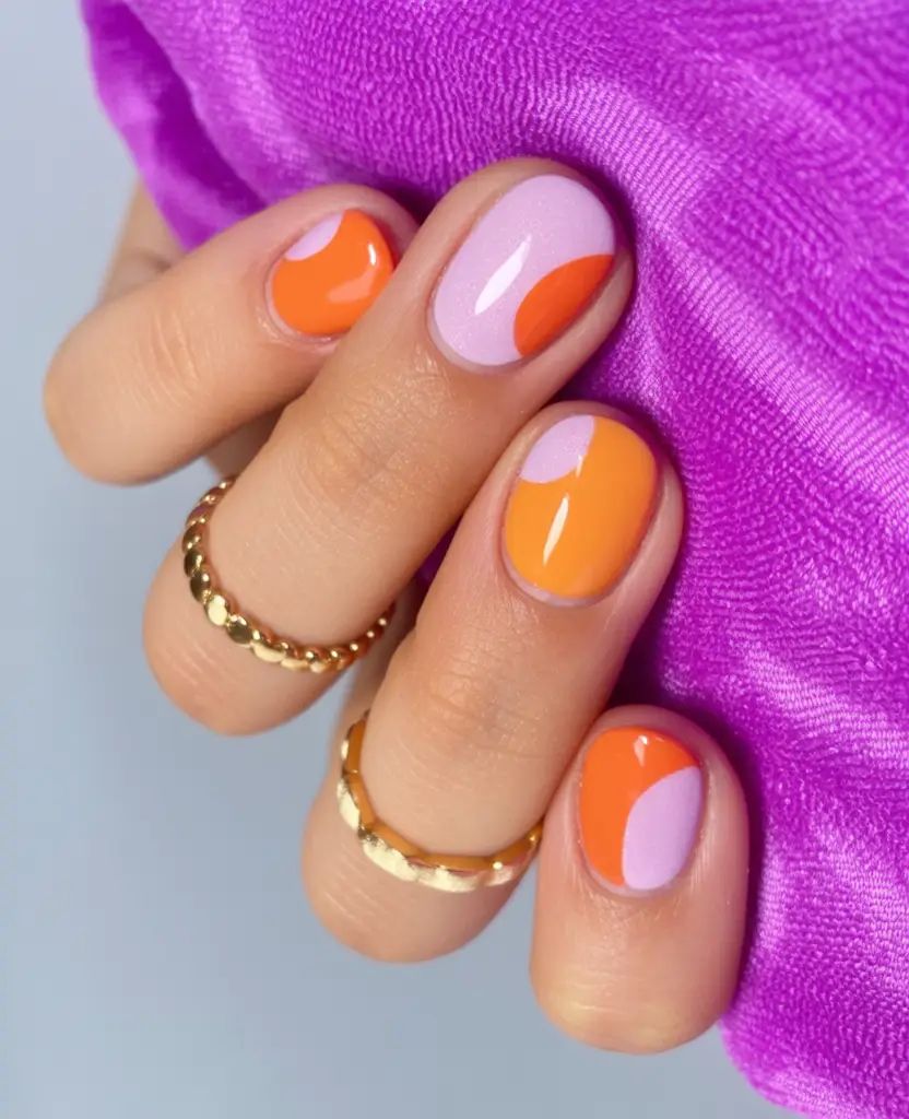 Top Short Fall Nail Trends 2025 Glossy Waves of Citrus and Lilac