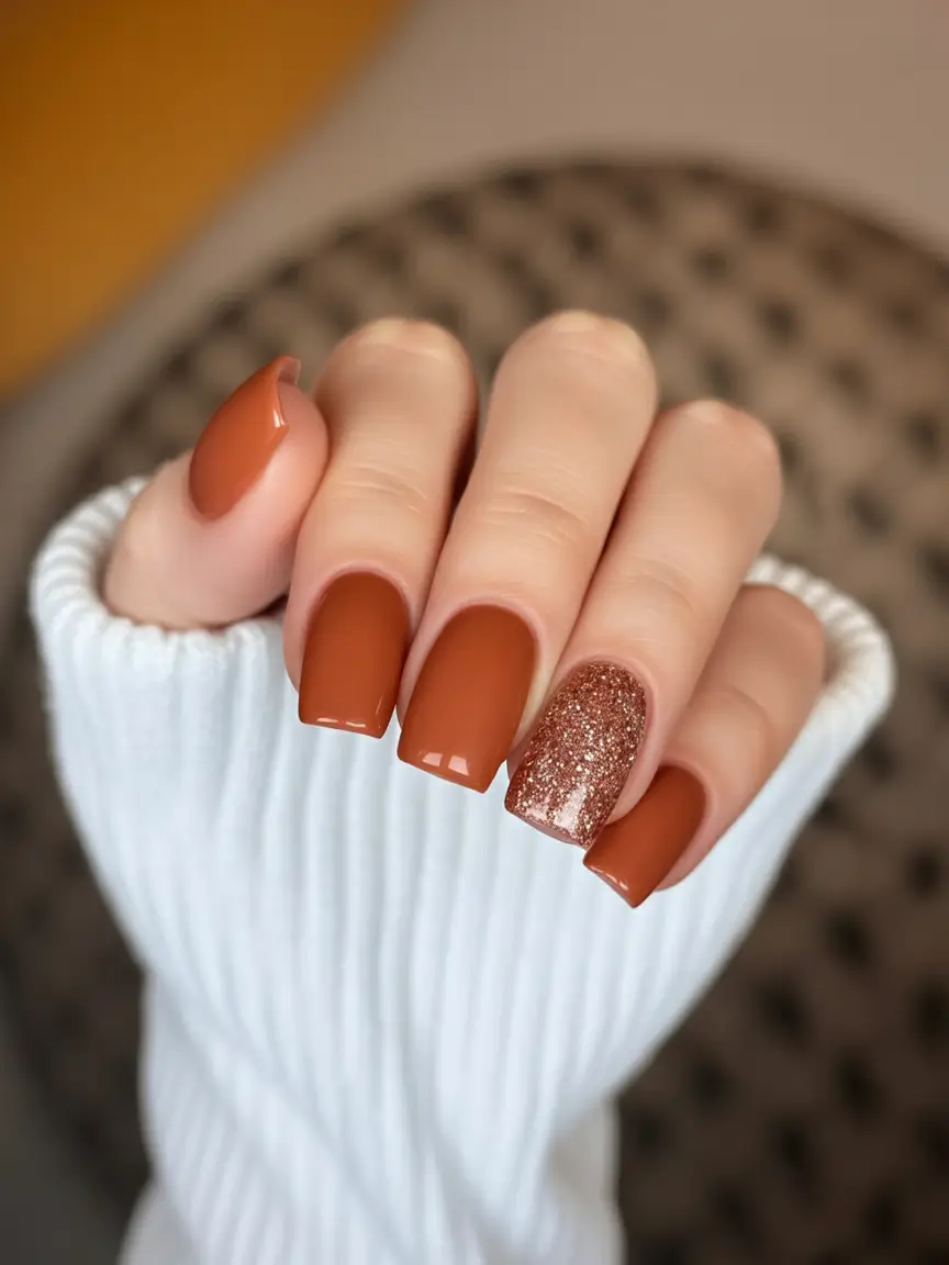 Top Short Fall Nail Trends 2025 Copper Spice Meets Cozy Sweater