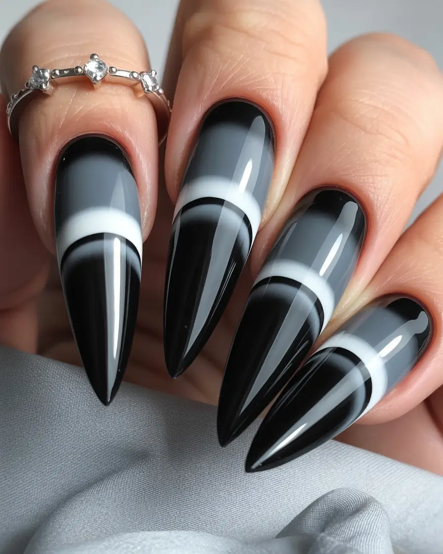 Trendy Black Fall Nails 2025 Monochrome Sharp Elegance