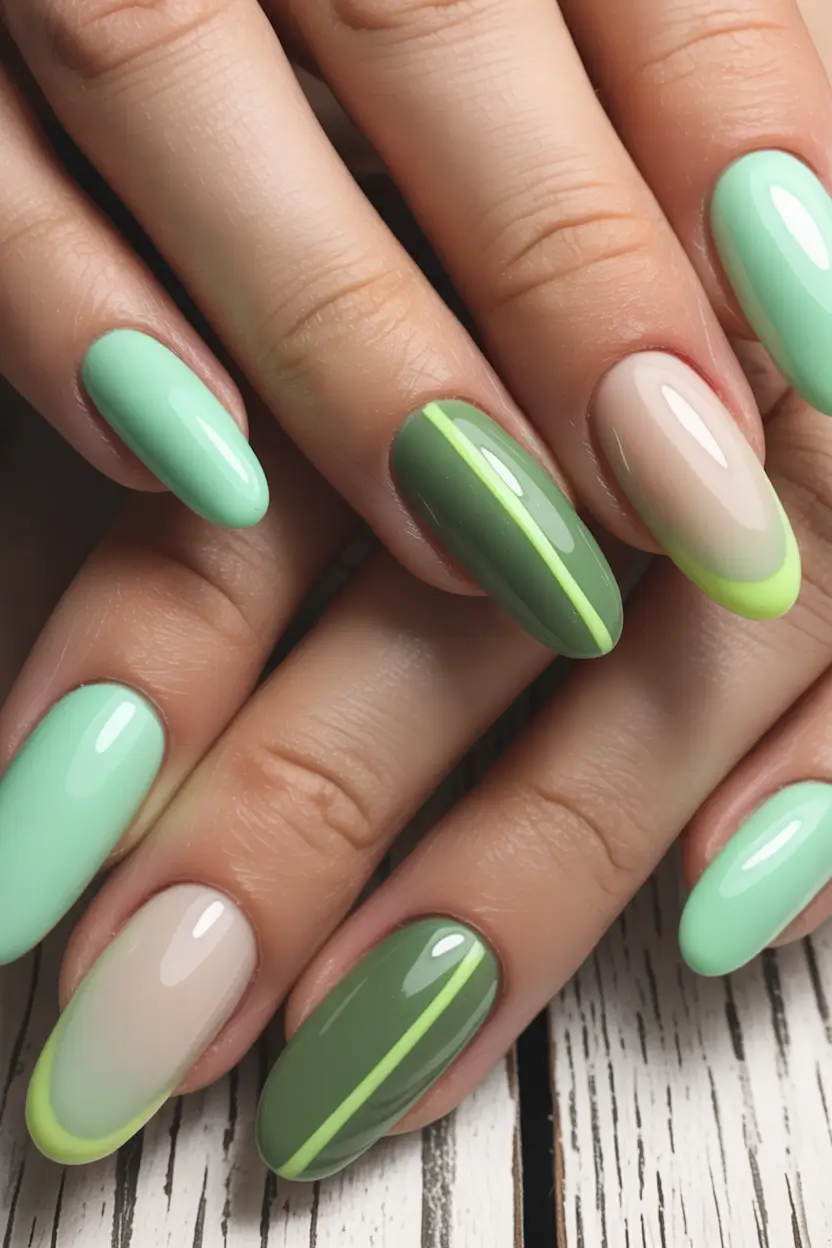Trendy Fall 2025 Nail Colors for Fair Skin Glossy Green Variations