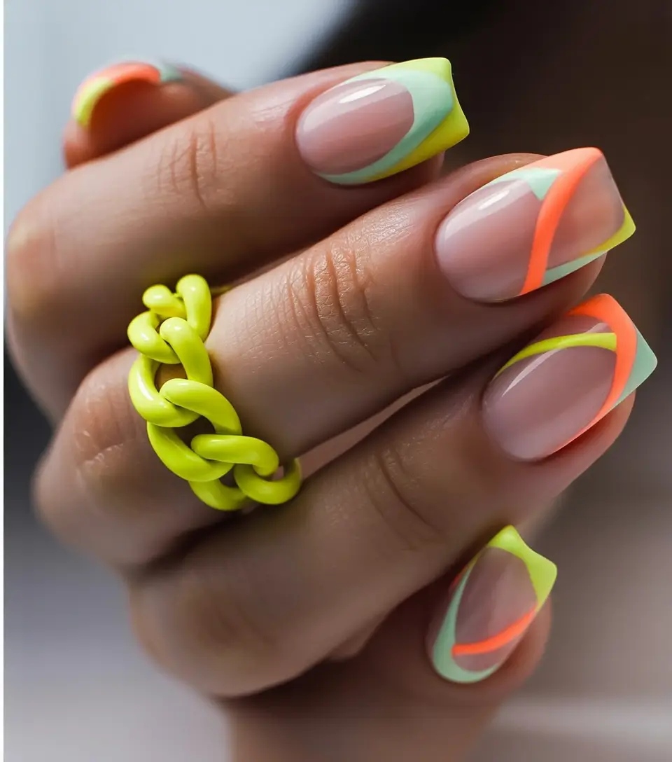 Trendy Fall 2025 Nail Colors for Fair Skin Neon Edge Pop