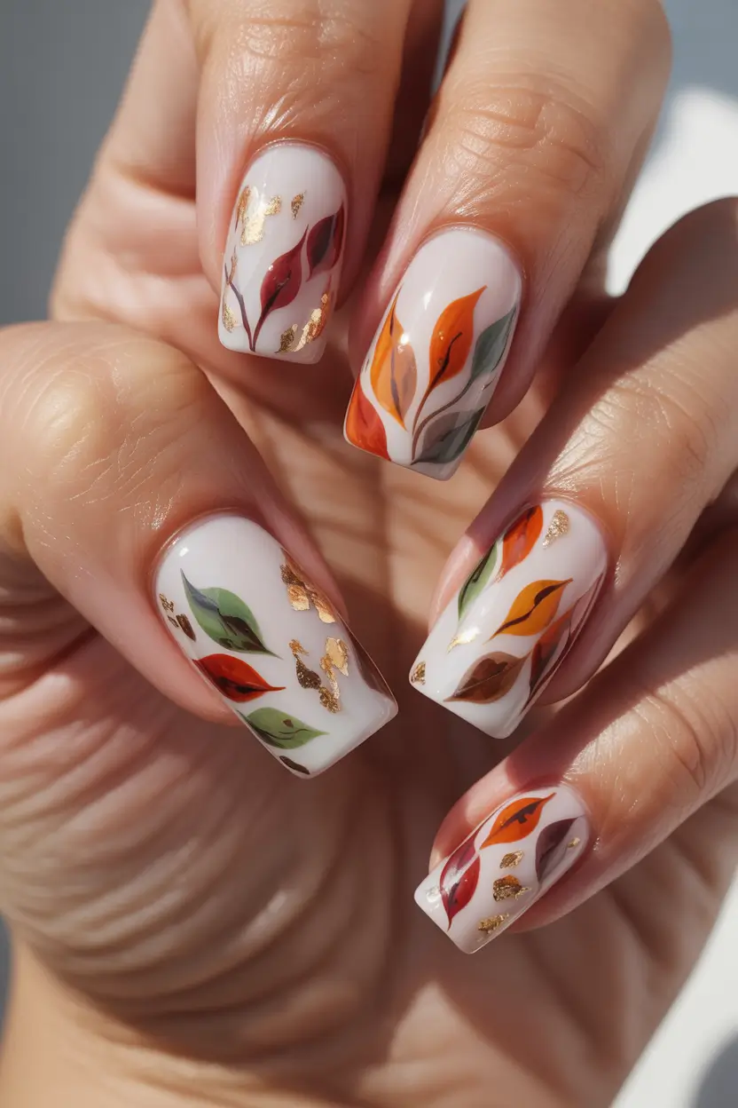 Trendy Fall 2025 Nail Colors for Fair Skin Autumn Leaf Accents