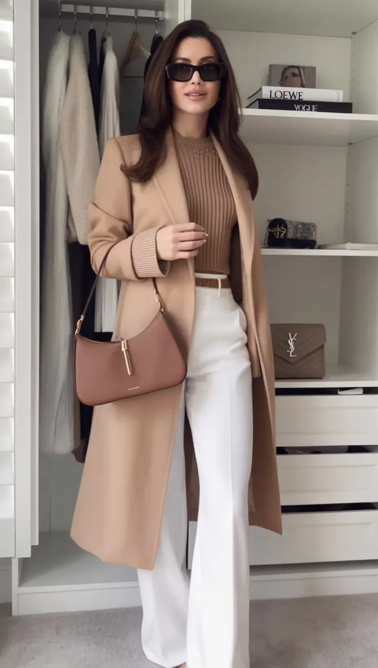Warm outfits for Fall Season 2025 Camel and Cream Power Combo