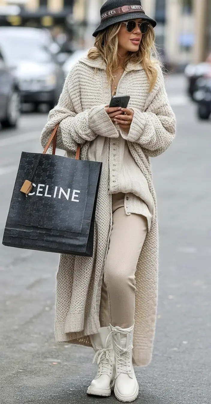 Warm outfits for Fall Season 2025 Knitted Cream Layers for Cozy Errands