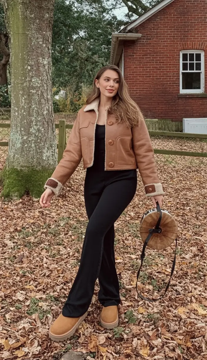 Warm outfits for Fall Season 2025 Sherpa and Sleek Black Basics