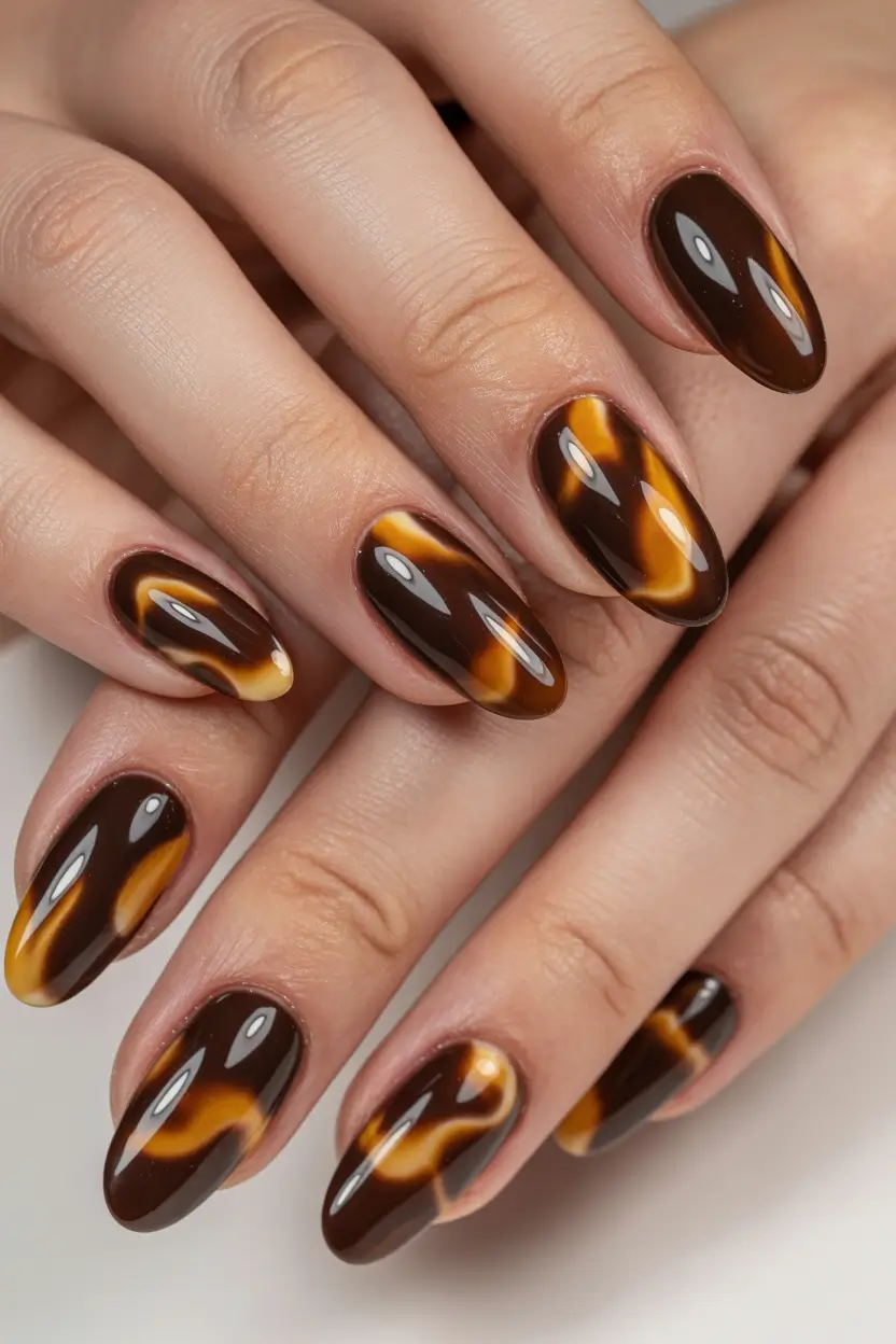 2025 Easy Fall Nails Tortoiseshell Chic