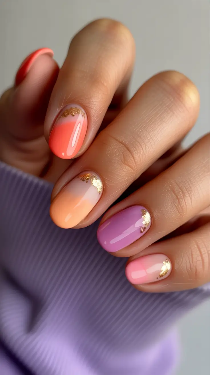 2025 Easy Fall Nails Pastel Sunset Gradient