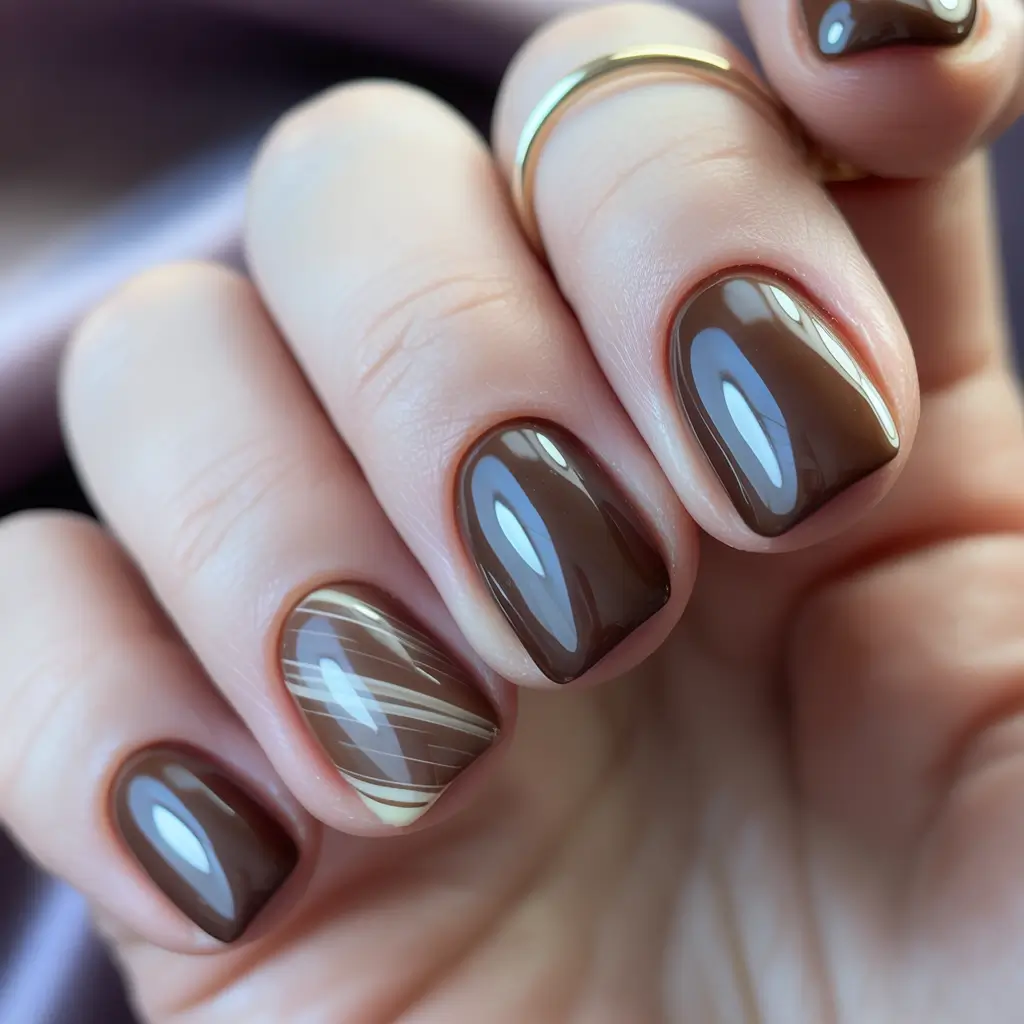 2025 Easy Fall Nails Chocolate Lines