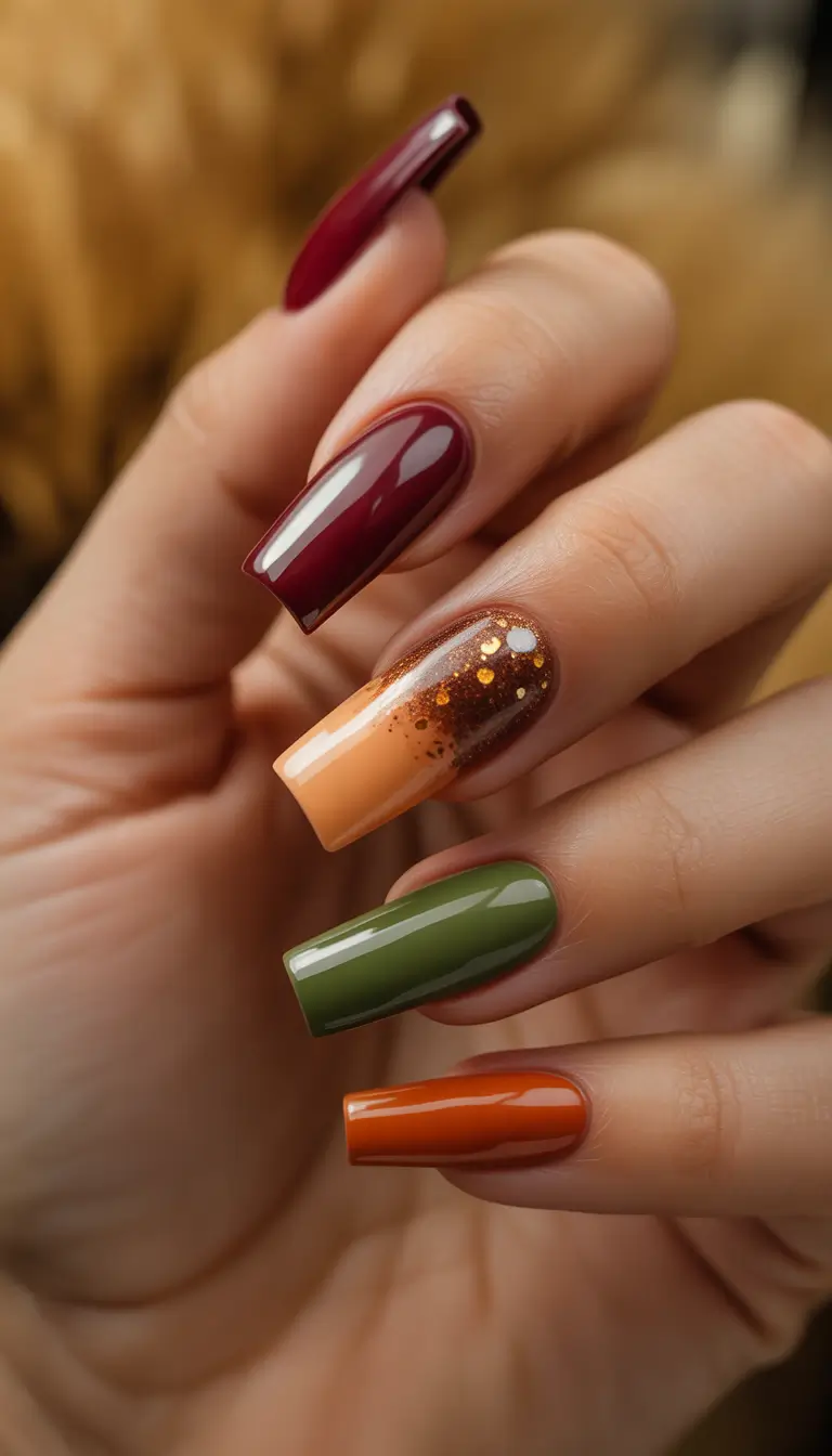 2025 Easy Fall Nails Harvest Tones Mix
