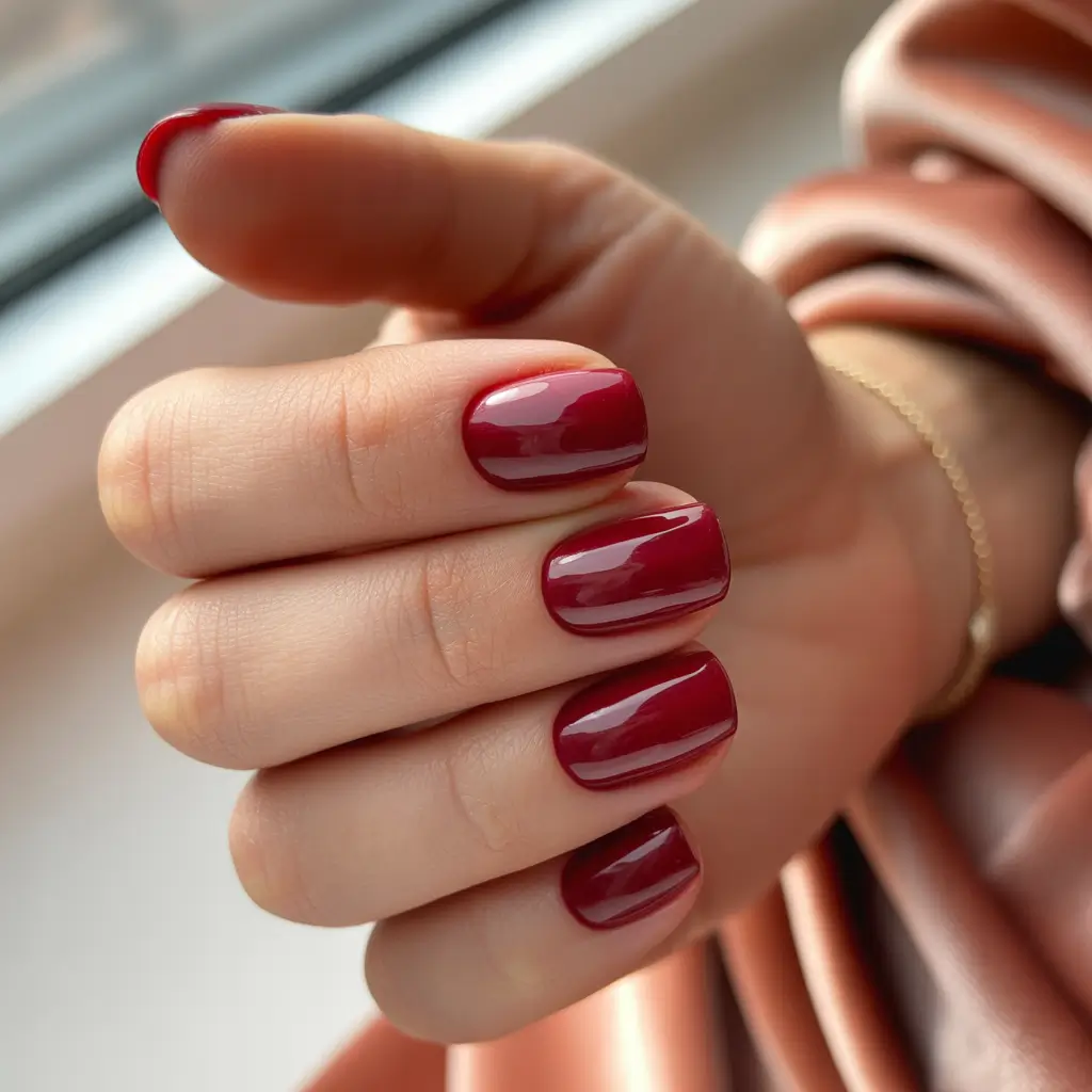 2025 Easy Fall Nails Classic Burgundy Gloss