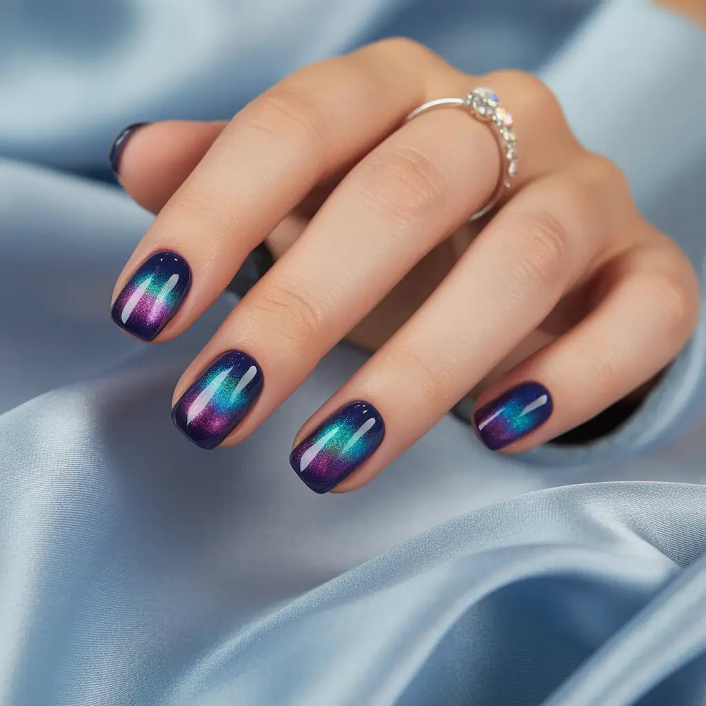 2025 Easy Fall Nails Northern Lights Shimmer