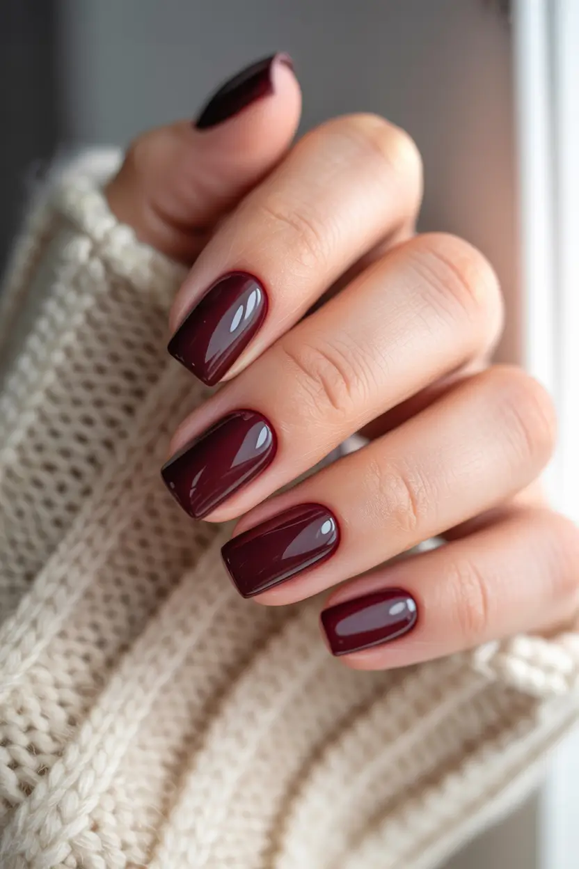 2025 Easy Fall Nails Deep Wine Elegance