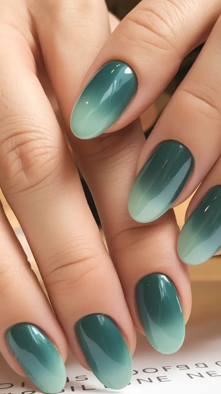 2025 Fall Ombré Nails Seafoam Gradient