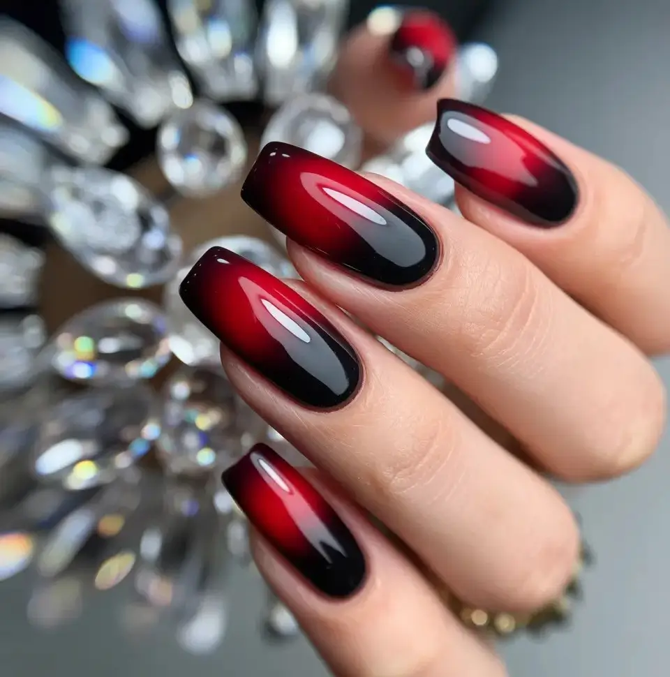 2025 Fall Ombré Nails Fiery Red Obsession