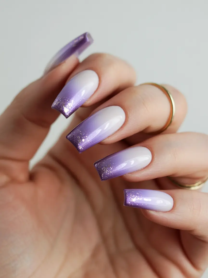 2025 Fall Ombré Nails Lavender Spark Fade