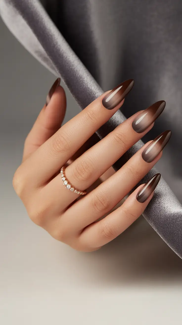 2025 Fall Ombré Nails Chocolate Fade Chic