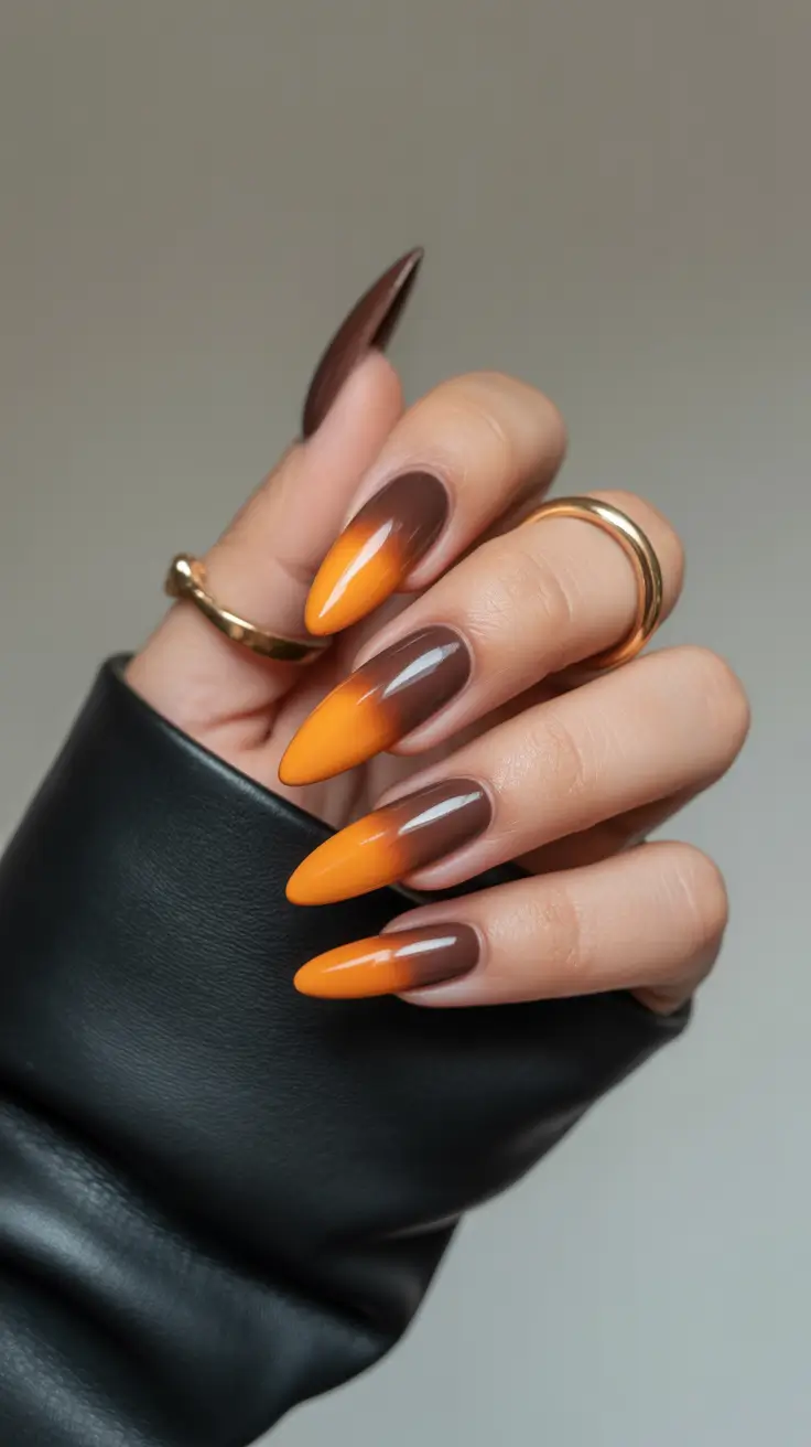 2025 Fall Ombré Nails Pumpkin Spice Fade