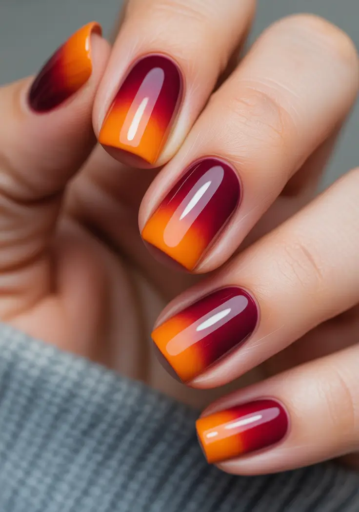 2025 Fall Ombré Nails Harvest Sunset Blend