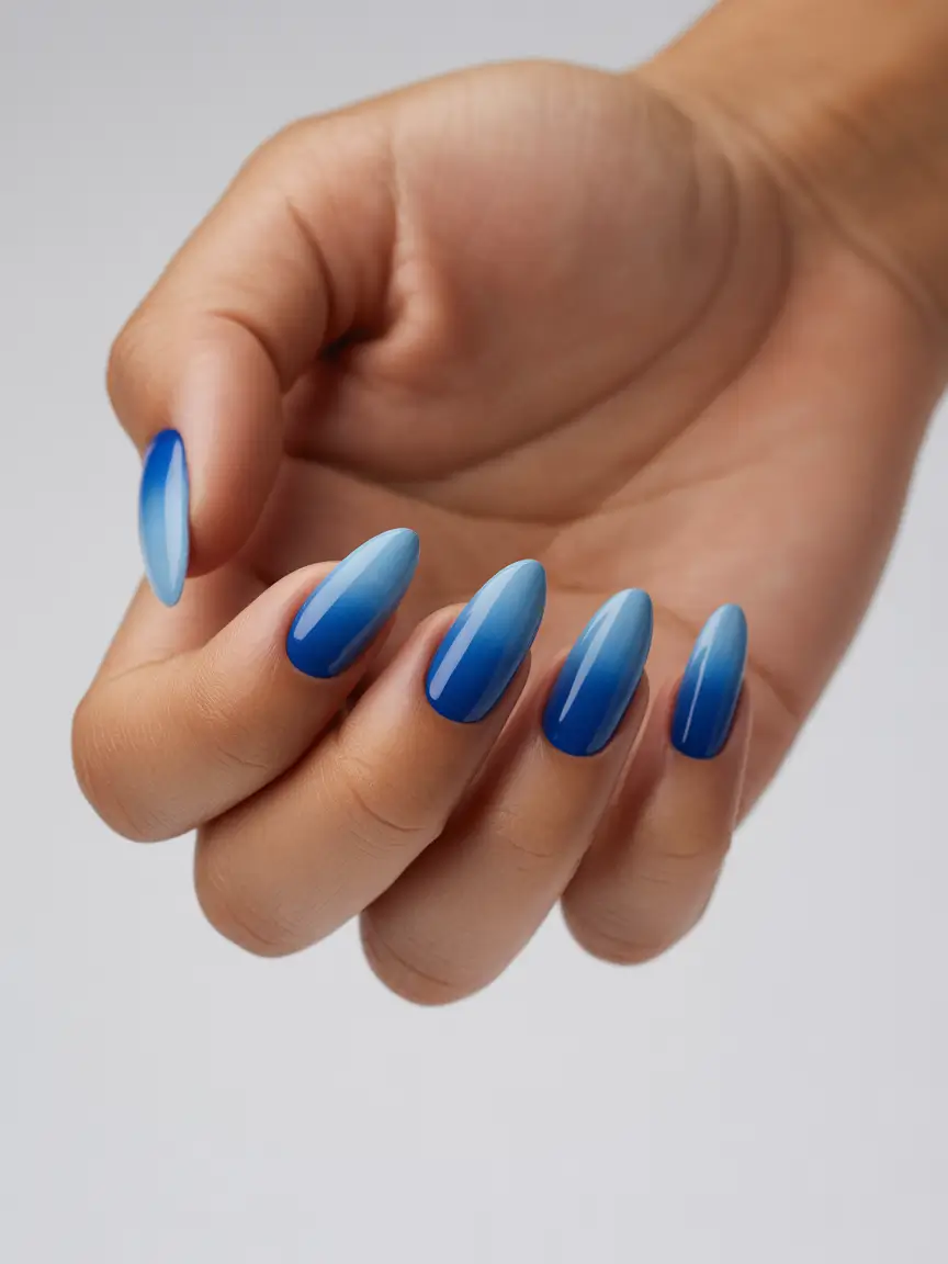2025 Fall Ombré Nails Blue Sky Layers
