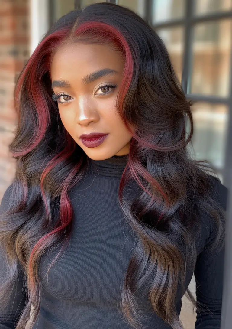 Best Fall Winter Hair Colors 2025 2026 Brunette with Red Highlights