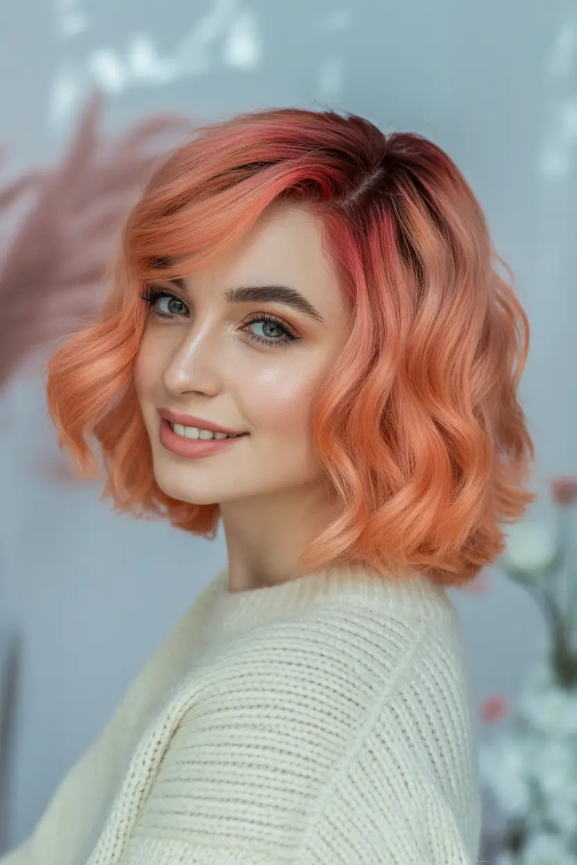 Best Fall Winter Haircut Styles 2025–2026 Peachy Wavy Bob