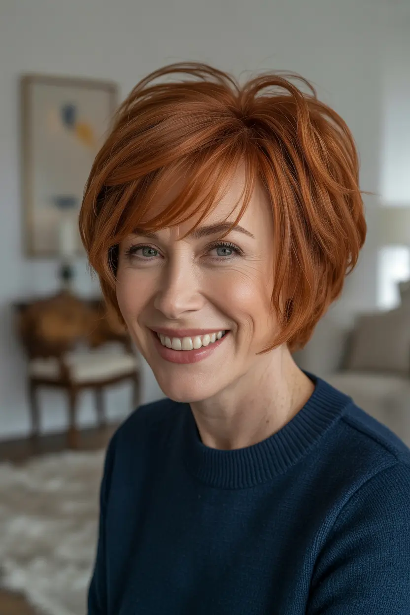 Best Fall Winter Haircut Styles 2025–2026 Layered Copper Bob with Volume