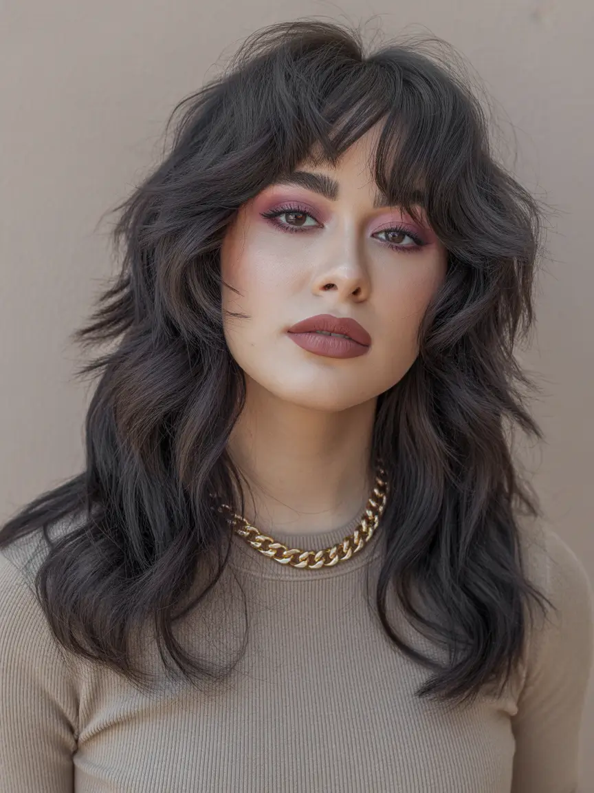 Best Fall Winter Haircut Styles 2025–2026 Textured Shag with Bangs