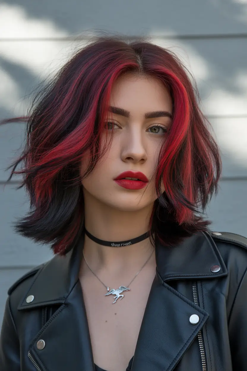 Deep Winter Hair Colors Inspiration 2025–2026 Rebel Crimson Streaks