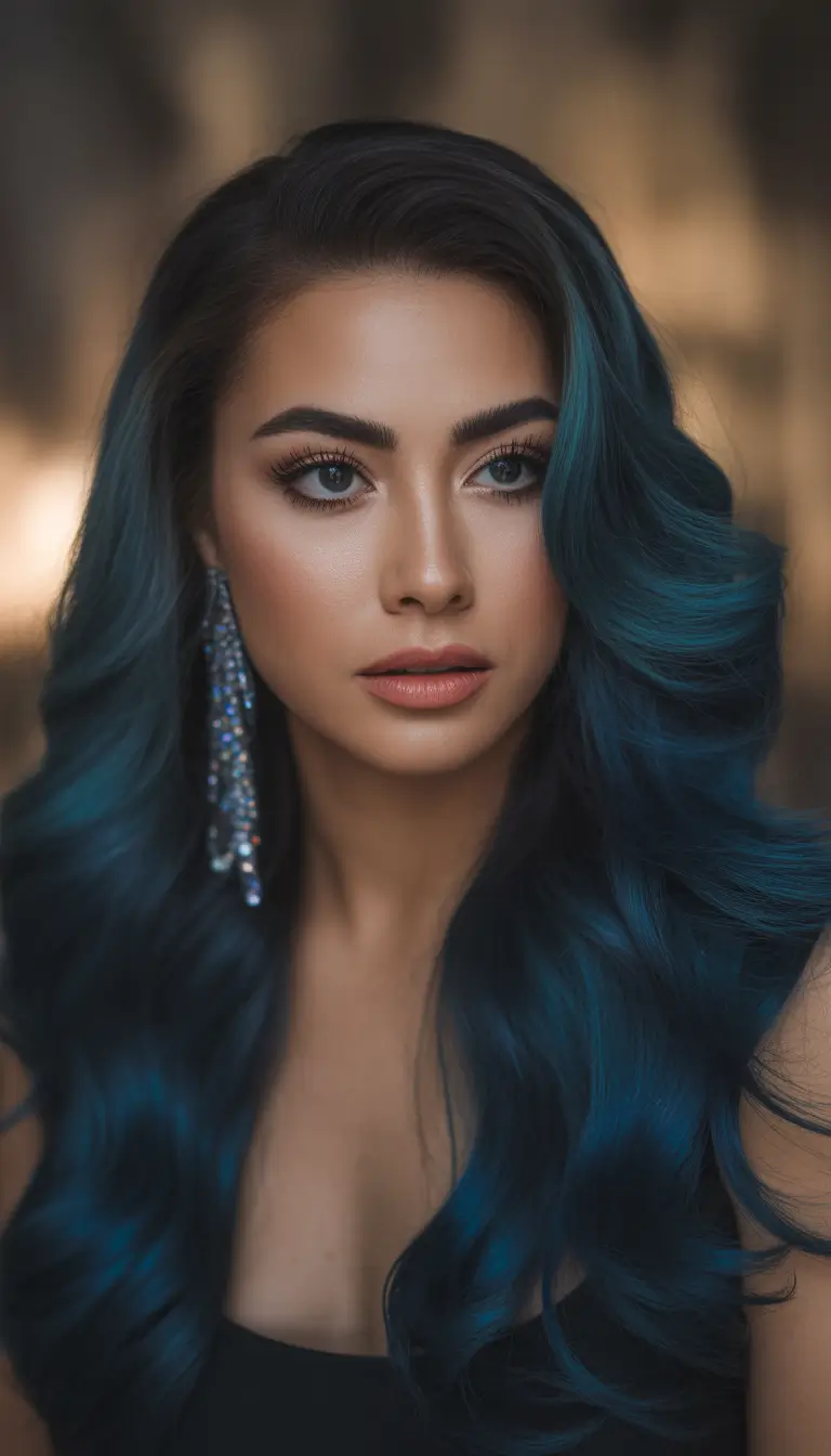 Deep Winter Hair Colors Inspiration 2025–2026 Teal Luxe Waves