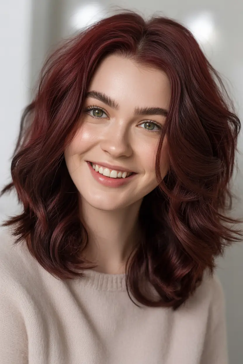 Deep Winter Hair Colors Inspiration 2025–2026 Warm Bordeaux Layers