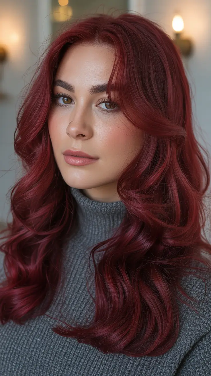 Deep Winter Hair Colors Inspiration 2025–2026 Velvet Ruby Waves