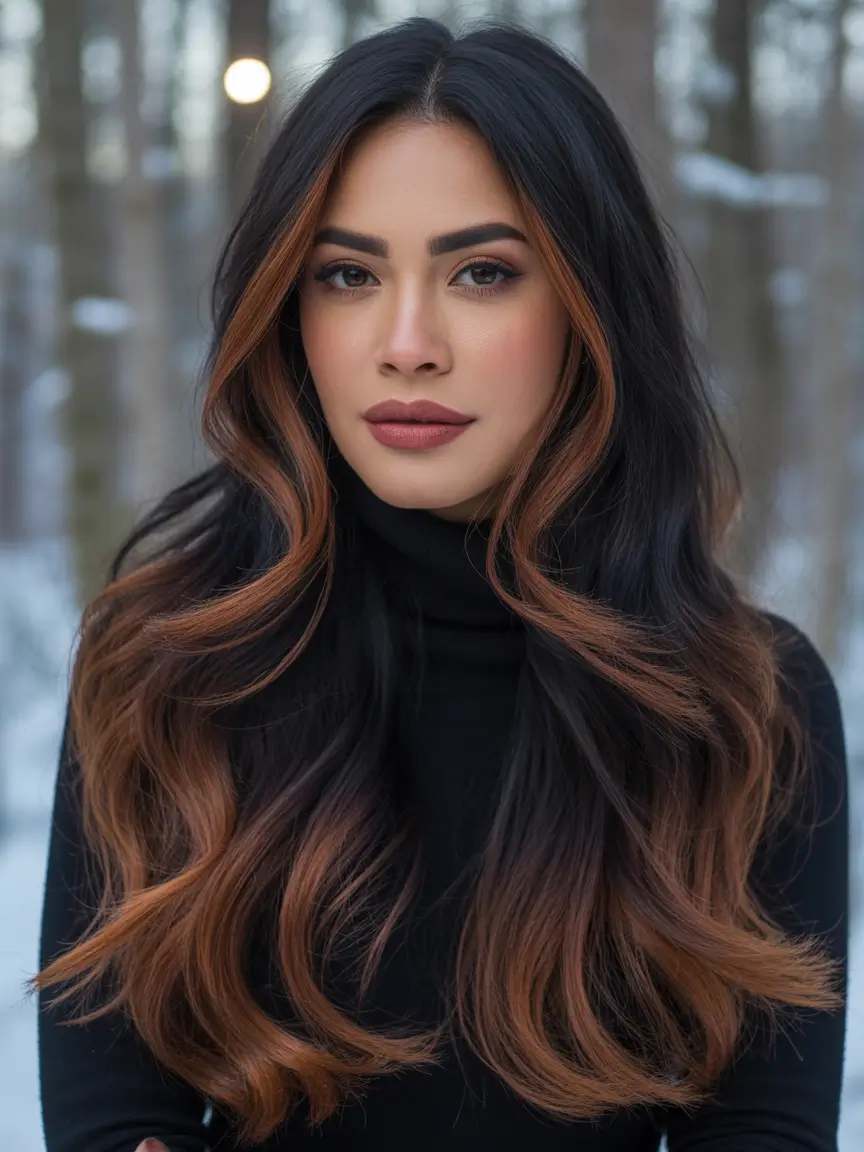Deep Winter Hair Colors Inspiration 2025–2026 Espresso Caramel Flow