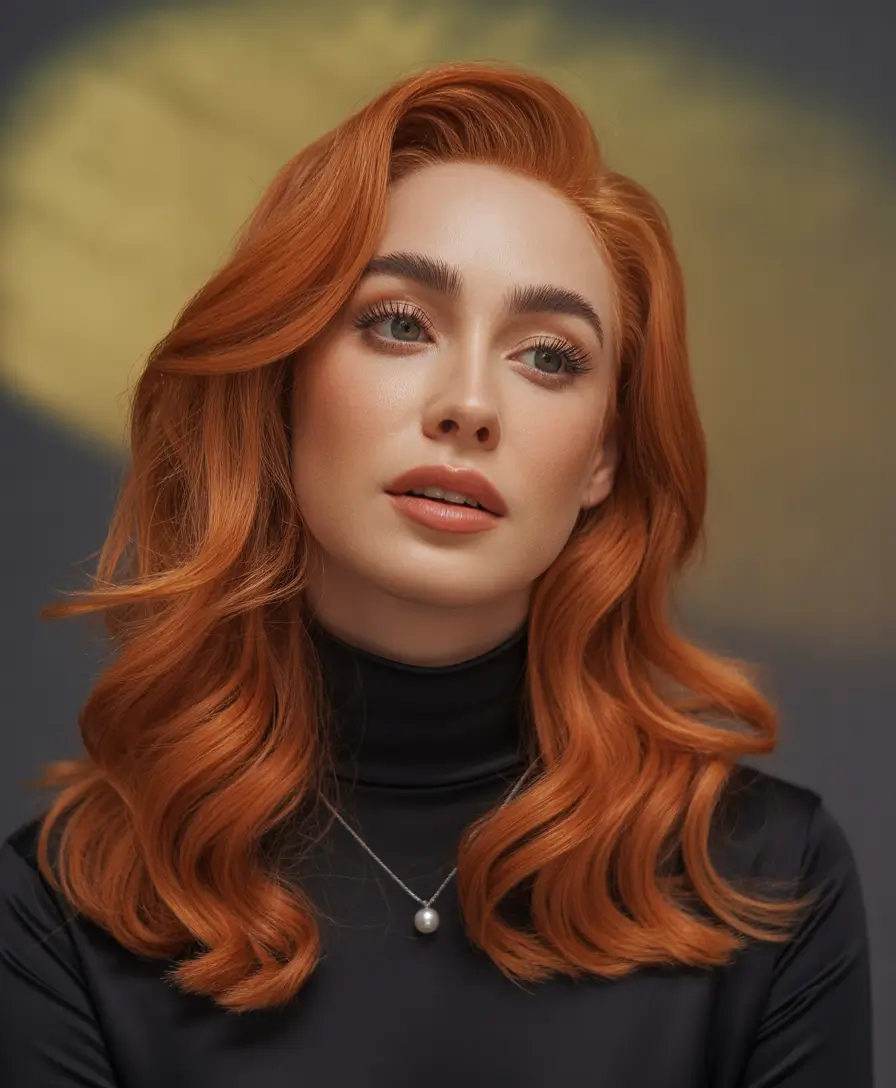 Deep Winter Hair Colors Inspiration 2025–2026 Burnished Copper Flame