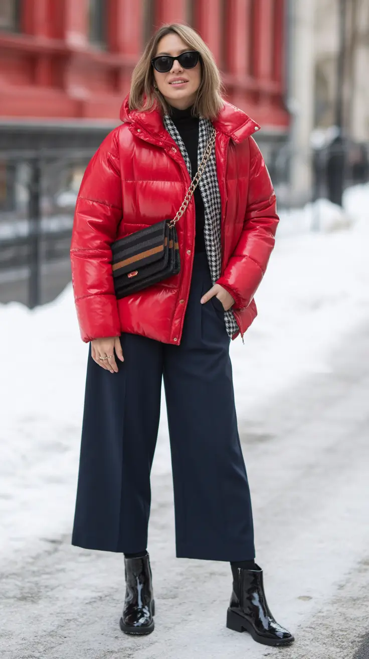 Early Outfits for Winter 2025 Red Puffer With a Twist