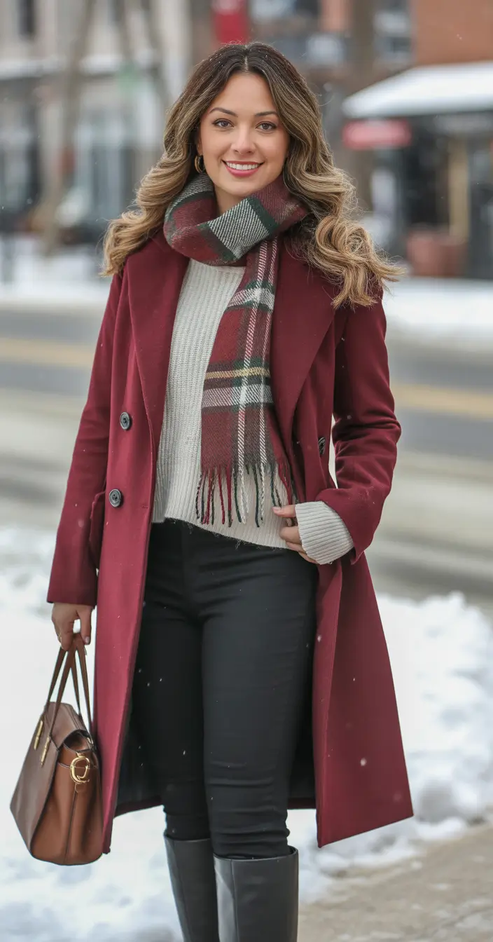 Early Outfits for Winter 2025 Classic Burgundy and Plaid