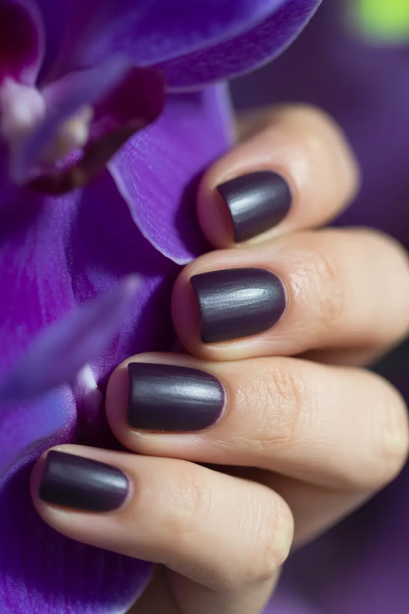Fall Matte Nail Designs 2025 Midnight Plum Glow